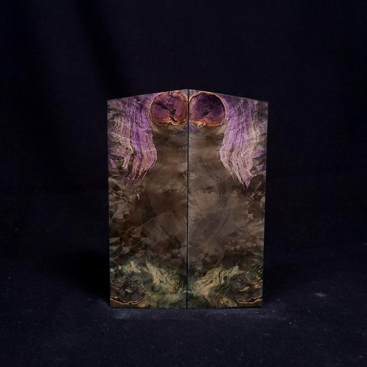 #1064 - Triple Dye Box Elder Burl - Lime/Purple/OD Green - RockSolid Scales -