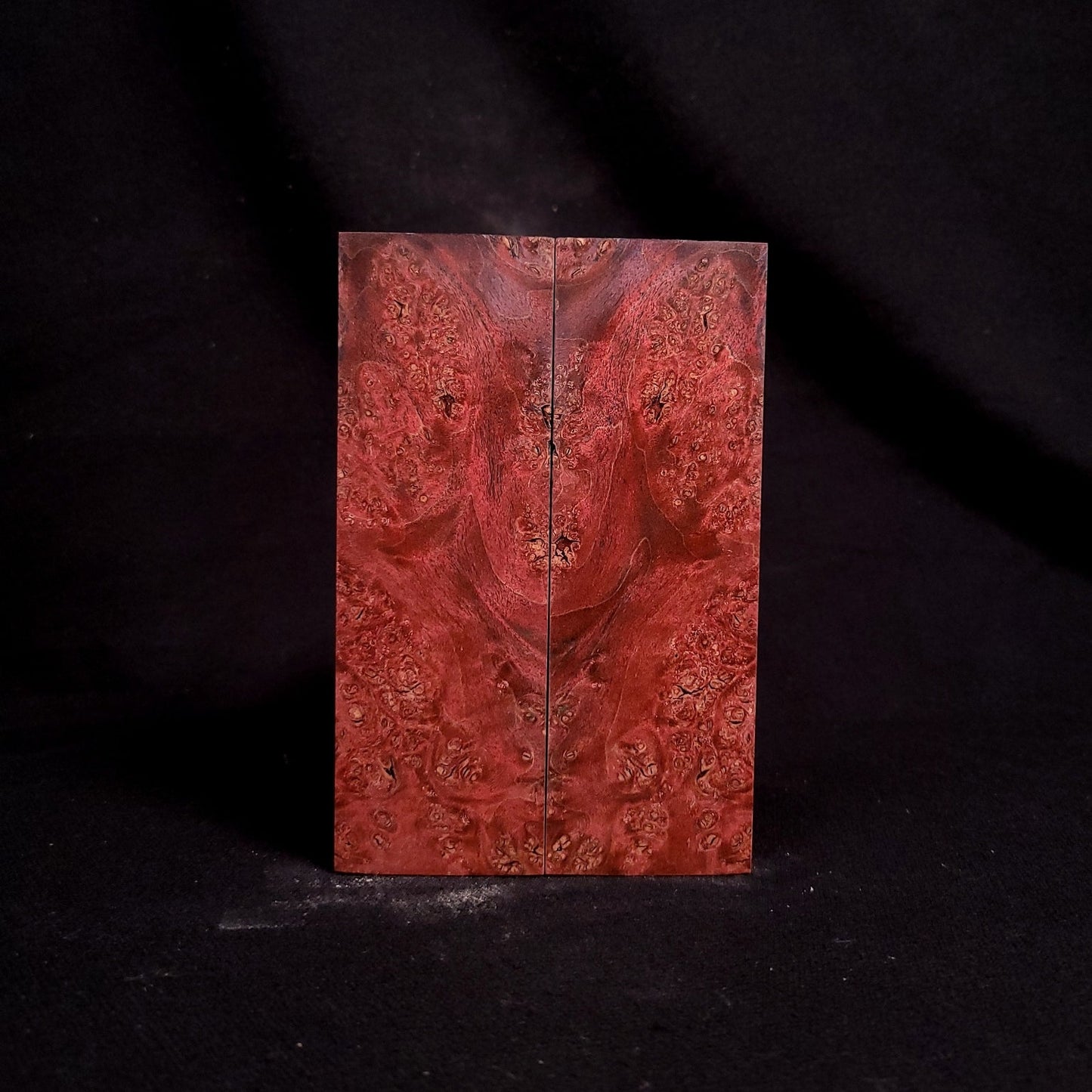 #2024 - RedRum Maple Burl with a tough of SINISTER - Doube Dyed Maple Burl - RockSolid Scales -