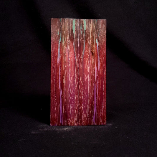 #2037 - GROOVY Triple Dyed Spalted Pecan - Purple, Peacock Green, RedRum - RockSolid Scales -