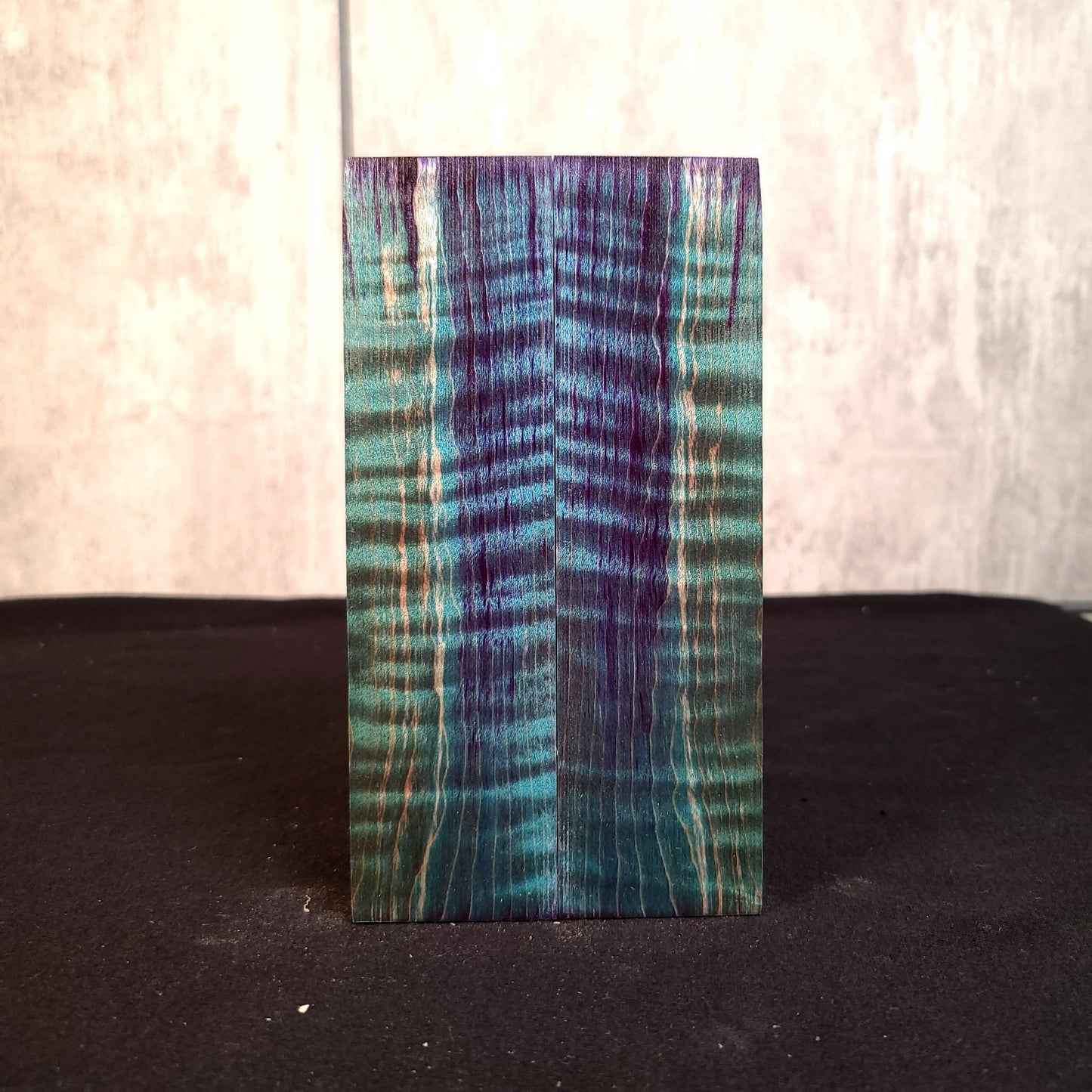 #2077 -Peacock/Sky/Purple Triple Dyed 5A Curly Maple - RockSolid Scales -
