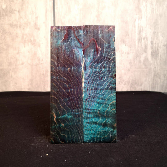 #2084 - Triple Dye redruM/Tru-Blue/Peacock Green Curly Maple - RockSolid Scales -