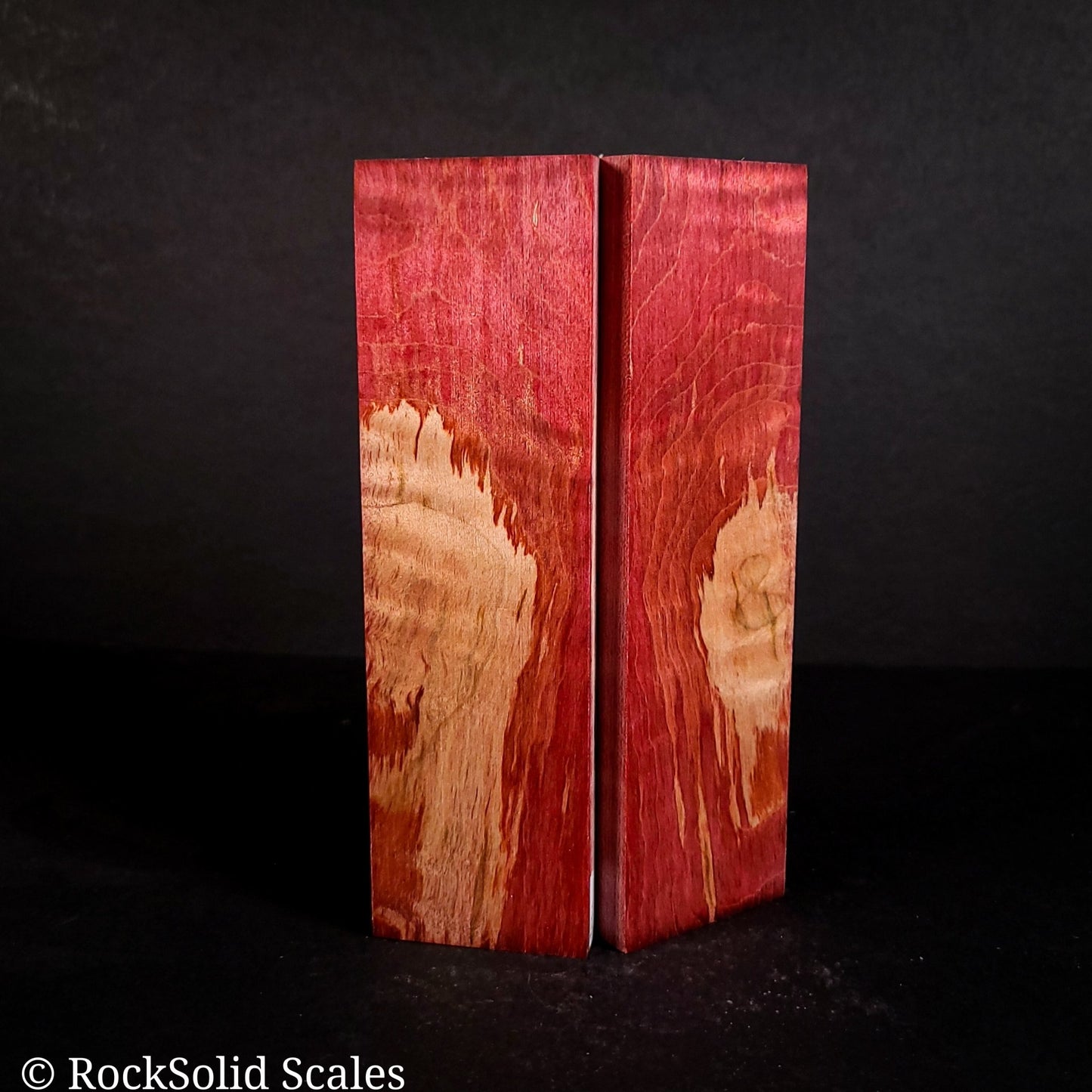 #2144 - Red Dyed Maple Burl - K&G Stabilized - RockSolid Scales -