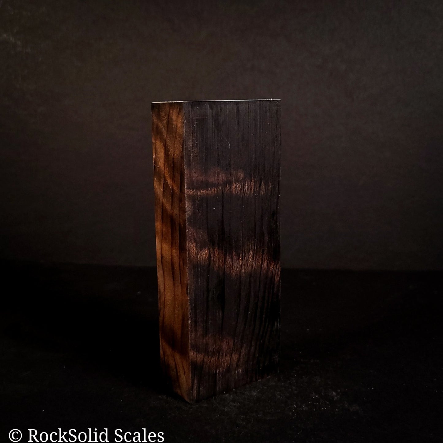 #2146 - Sinister Dyed Curly Redwood Block - K&G Stabilized - RockSolid Scales -