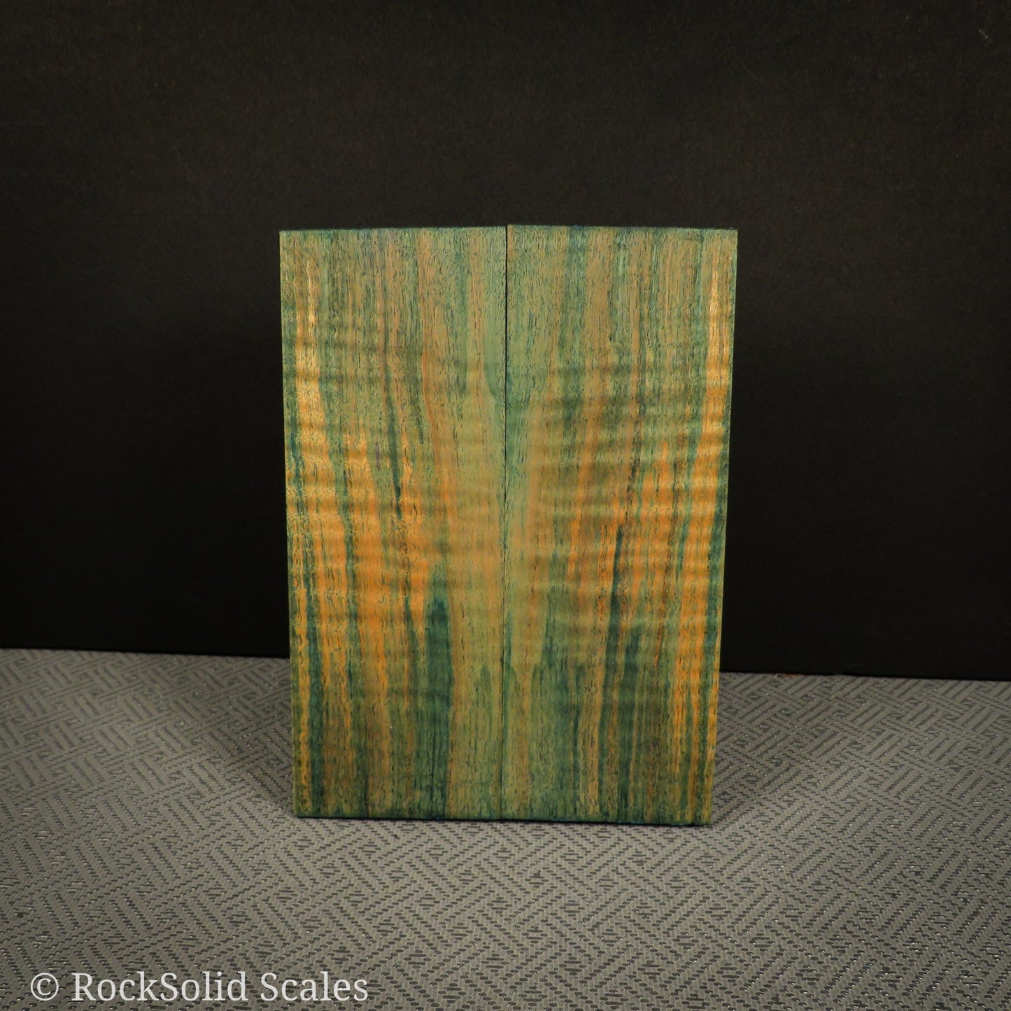 #2312 - Teal and Orange Double Dyed Curly Maple - RockSolid Scales -