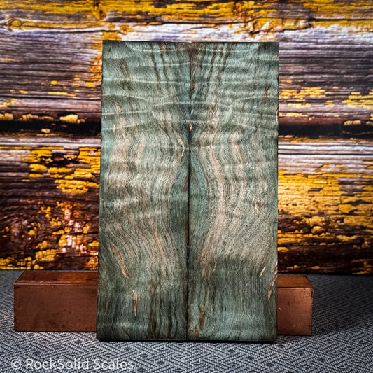 #2319 - Orange and Teal Double Dyed Curly Maple - Bargain Bin - RockSolid Scales -