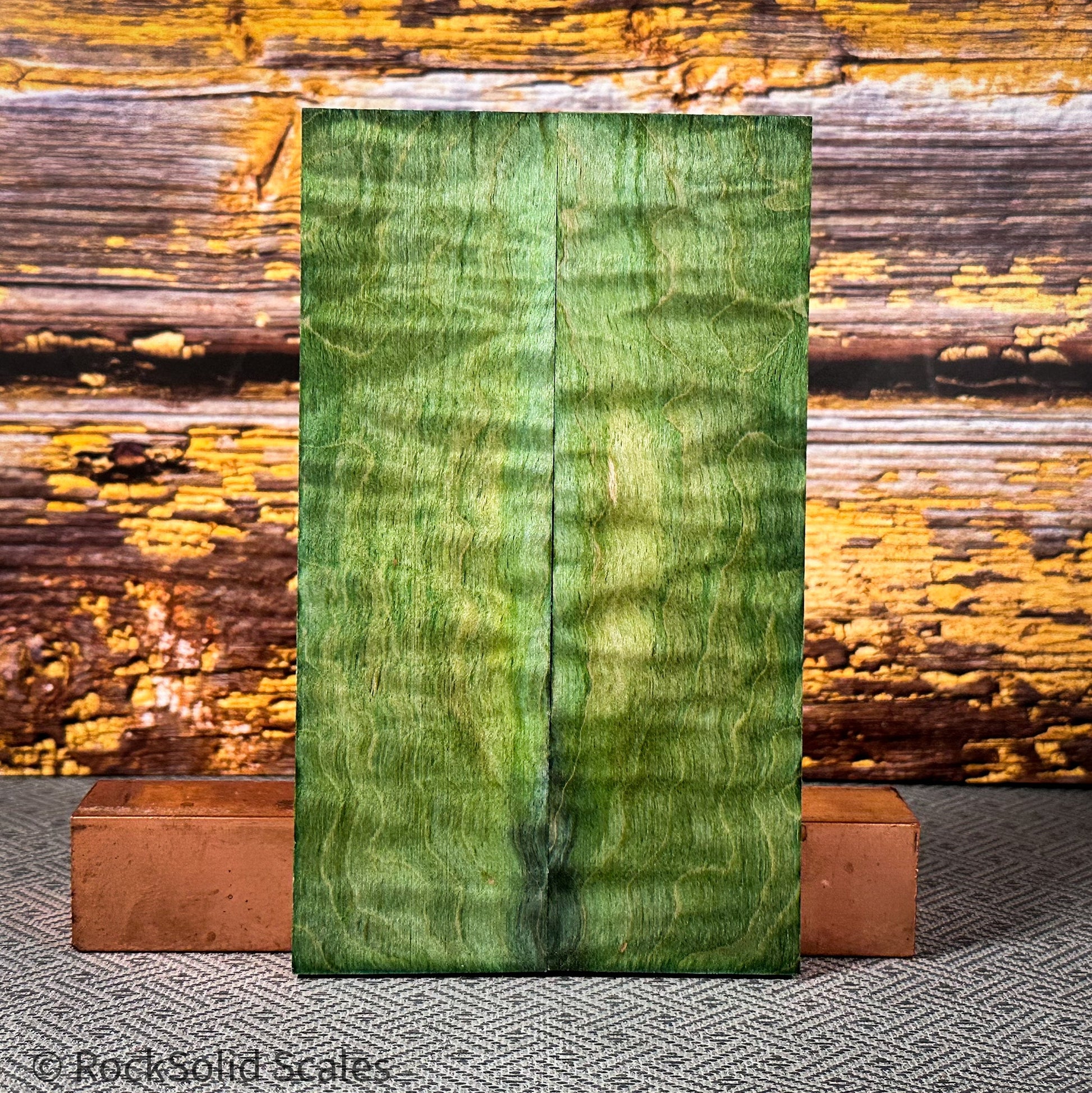 #2351 - Green and Yellow Double Dyed Curly Maple - RockSolid Scales -