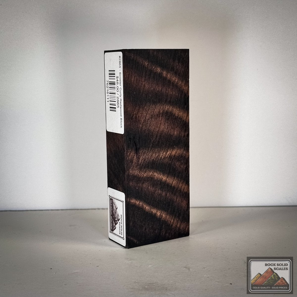 #2865 - Sinister Curly Redwood Block - RockSolid Scales -