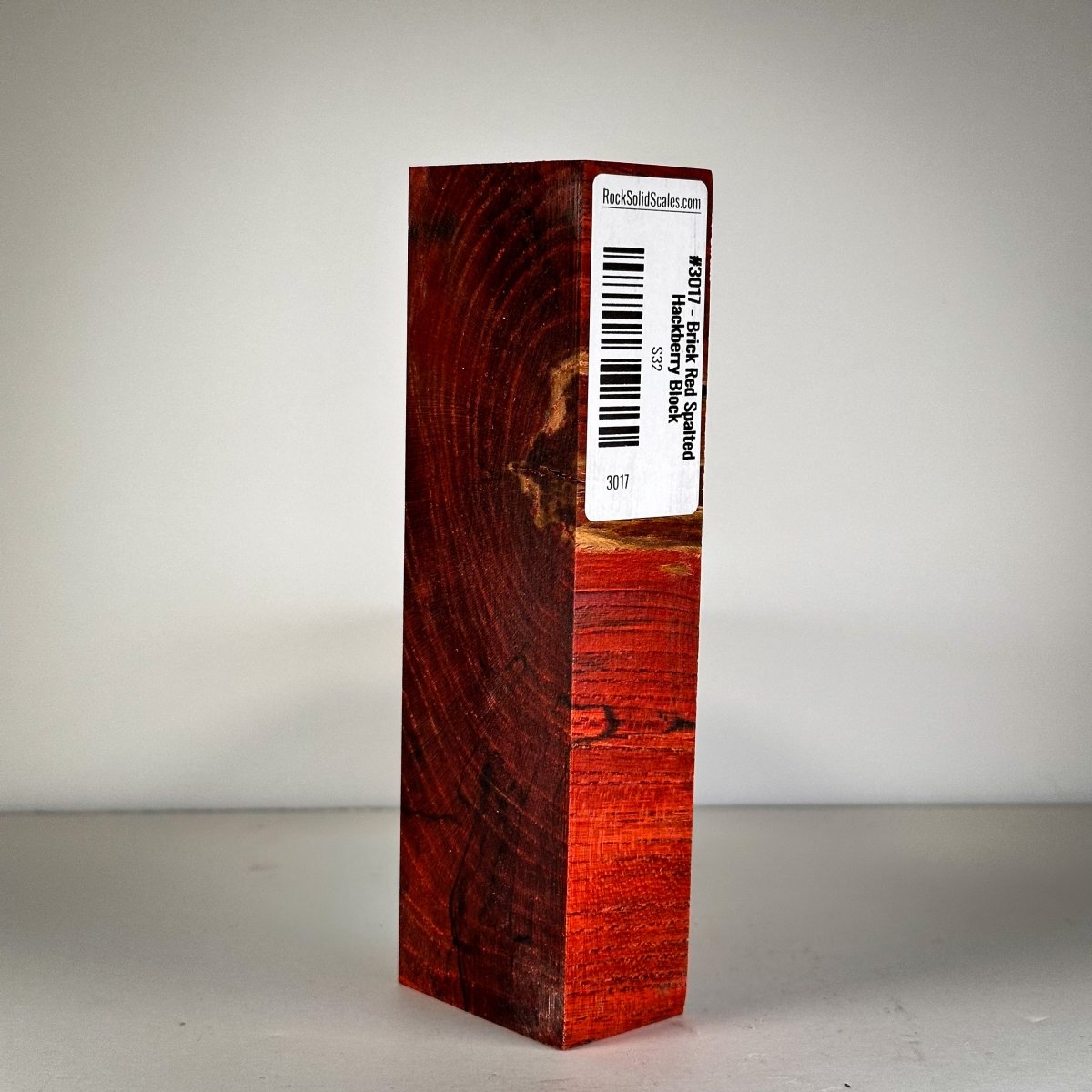 #3017 - Brick Red Spalted Hackberry Block - RockSolid Scales -