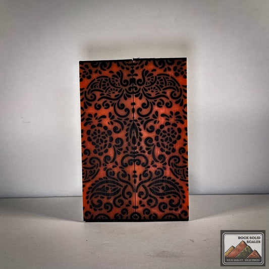 3D Paisley - Orange Pearl and Black - Cut B - RockSolid Scales