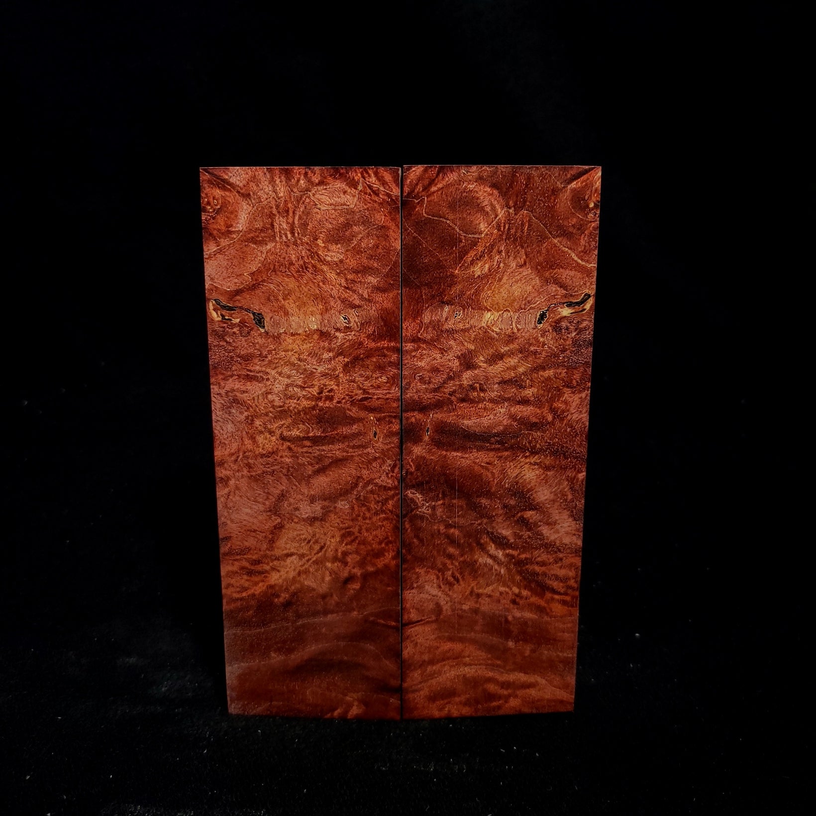 #818 - Red/Orange Double Dye Box Elder Burl - K&G Stabilized - RockSolid Scales -