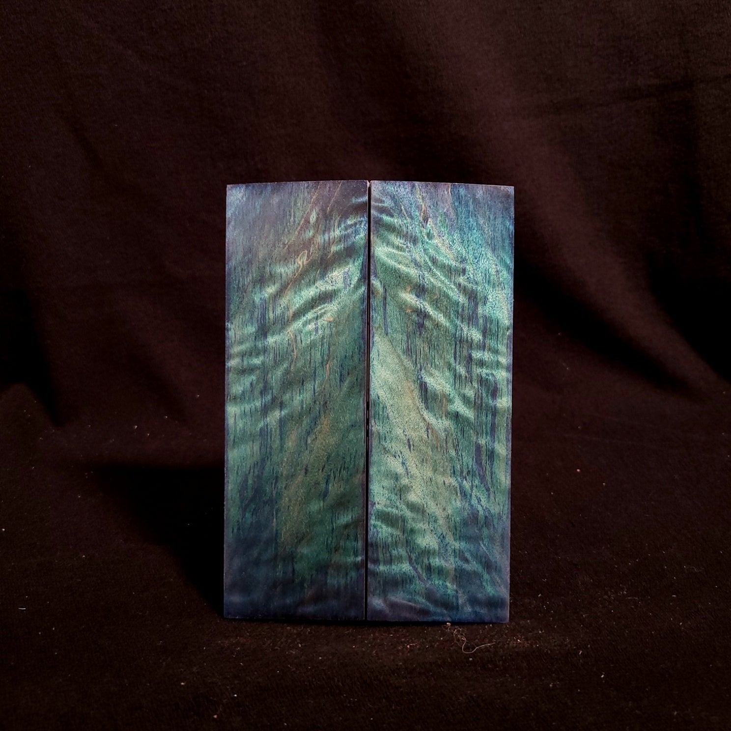 #876 - Teal and Navy Double Dye Angelstep Quilted Maple - K&G Stabilized - RockSolid Scales -